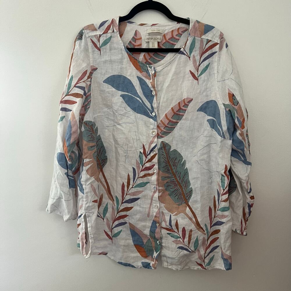 Cynthia Rowley Plus‎ Linen Tropical Button Front Tunic Top & Pants Collection